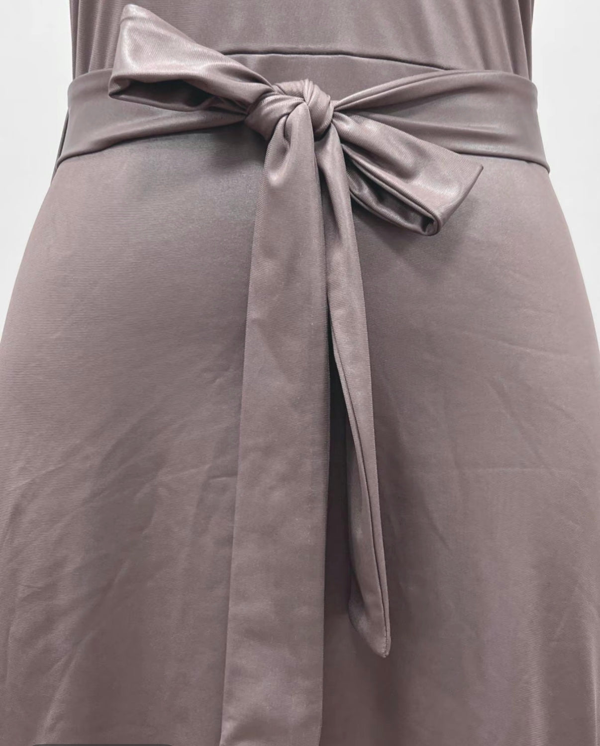 Women's Solid Ruched Belted High Low Split Dress,