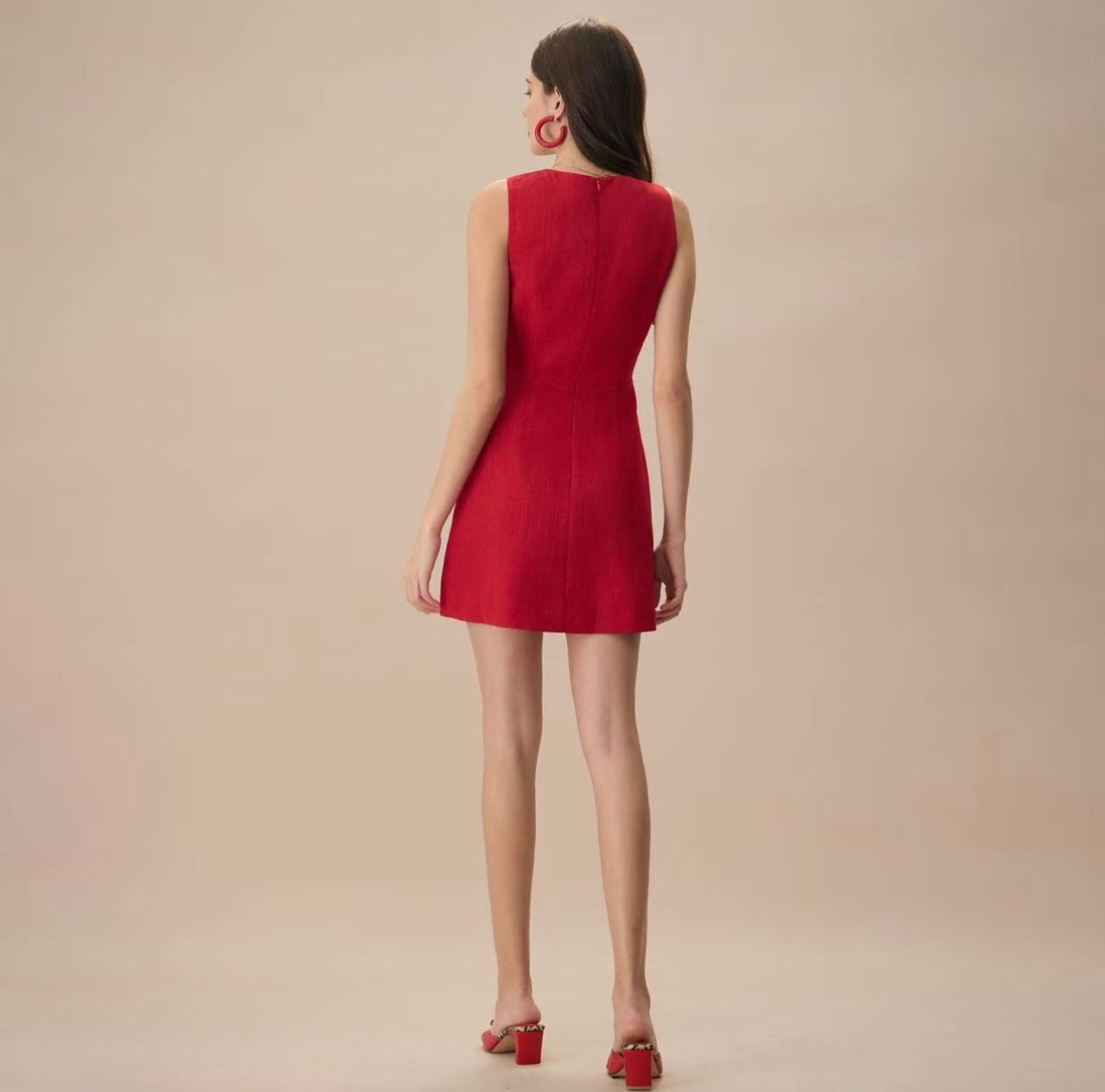 RIHOAS Linen Dress with V-neck, Sleeveless