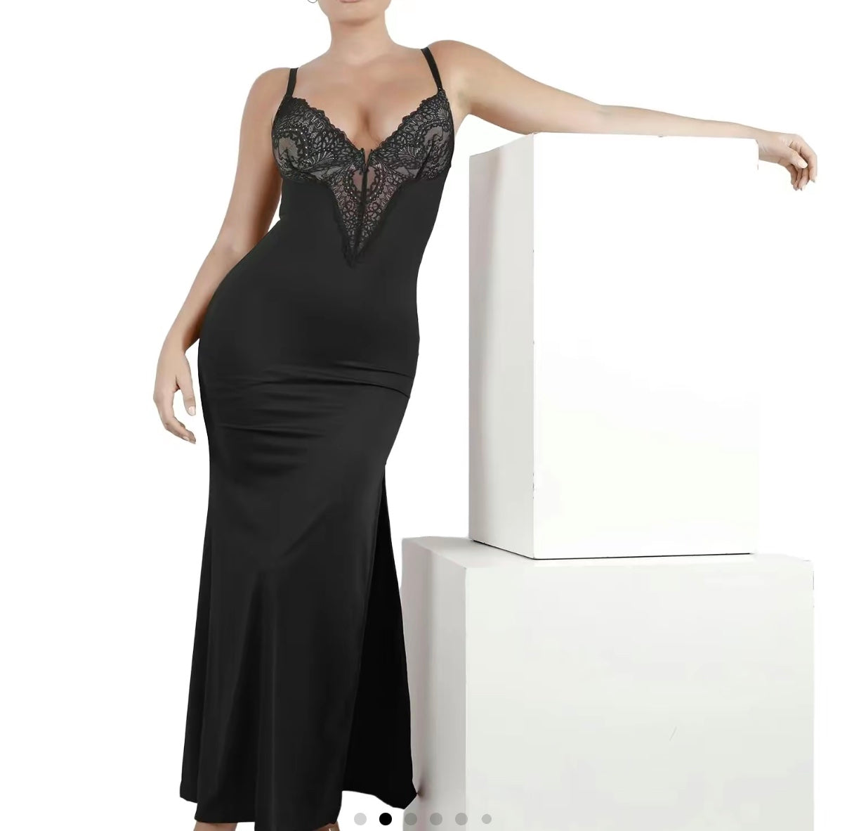 Popilush Shapewear Lace V-Neck Maxi Slip Dress