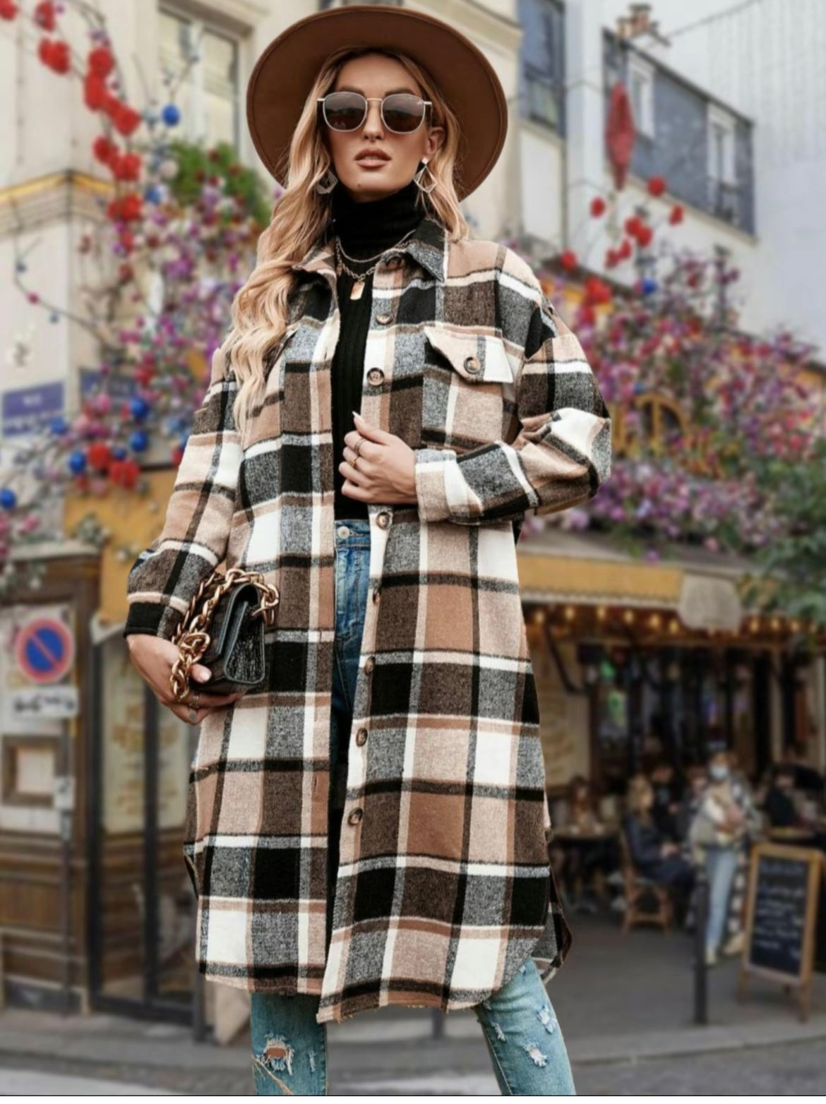 Plaid Shirt Jacket, Long Sleeve Button Up