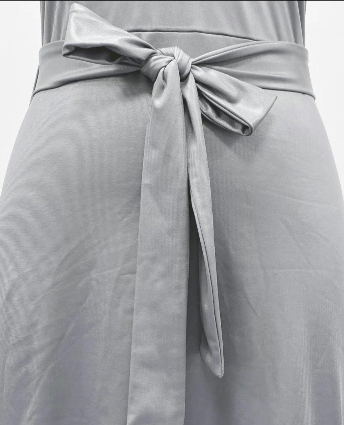 Women's Solid Ruched Belted High Low Split Dress,