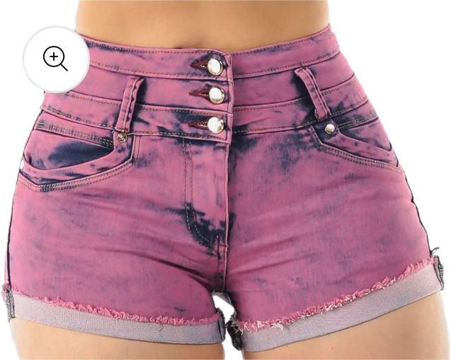 Butt Lift Acid Wash Cuffed Denim Purple Shorts