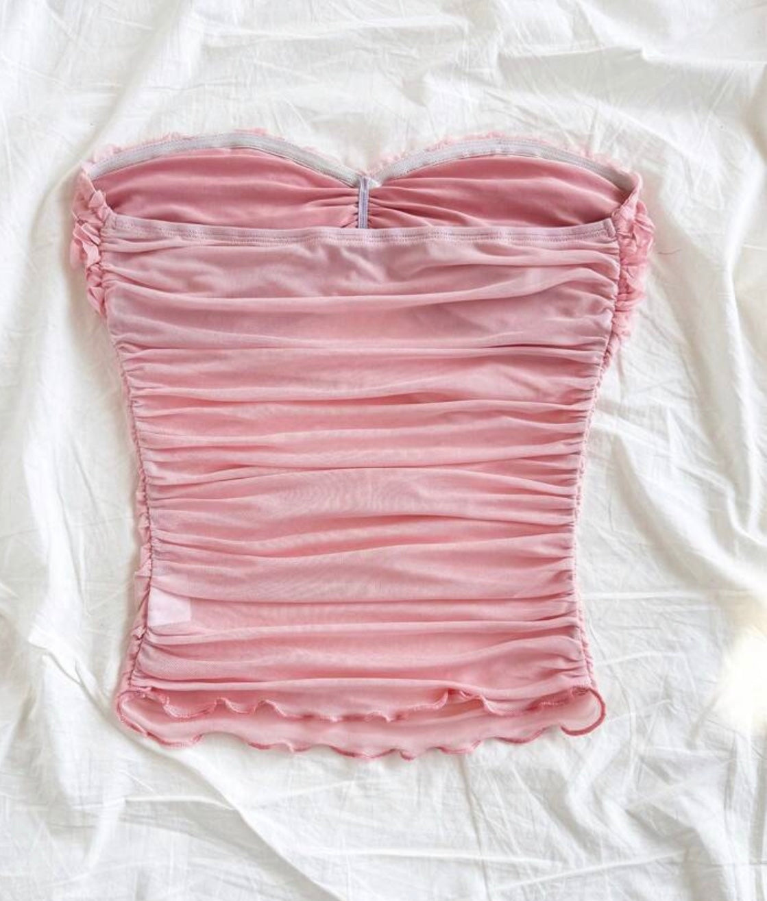 Women's Plain Ruched 3D Rose Bandeau Crop Top