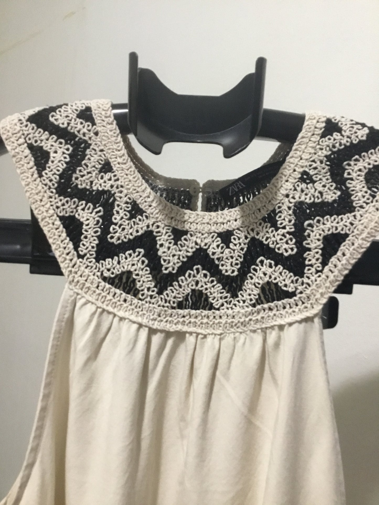 ZARA Crochet Peter Pan Collar ~ Cotton Sleeveless Blouse ~