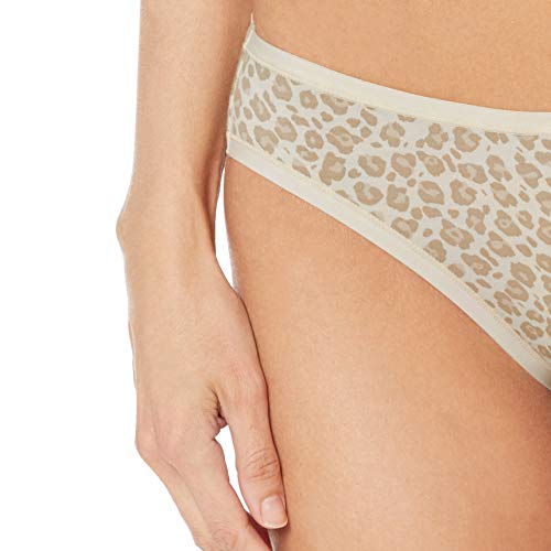 Amazon Essentials Women's Cotton Bikini Brief Underwear (Available in Plus Size), Pack of 6, Animal Print/Leopard/Multicolor/Stripe, Medium