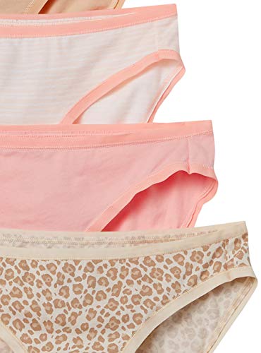 Amazon Essentials Women's Cotton Bikini Brief Underwear (Available in Plus Size), Pack of 6, Animal Print/Leopard/Multicolor/Stripe, Medium