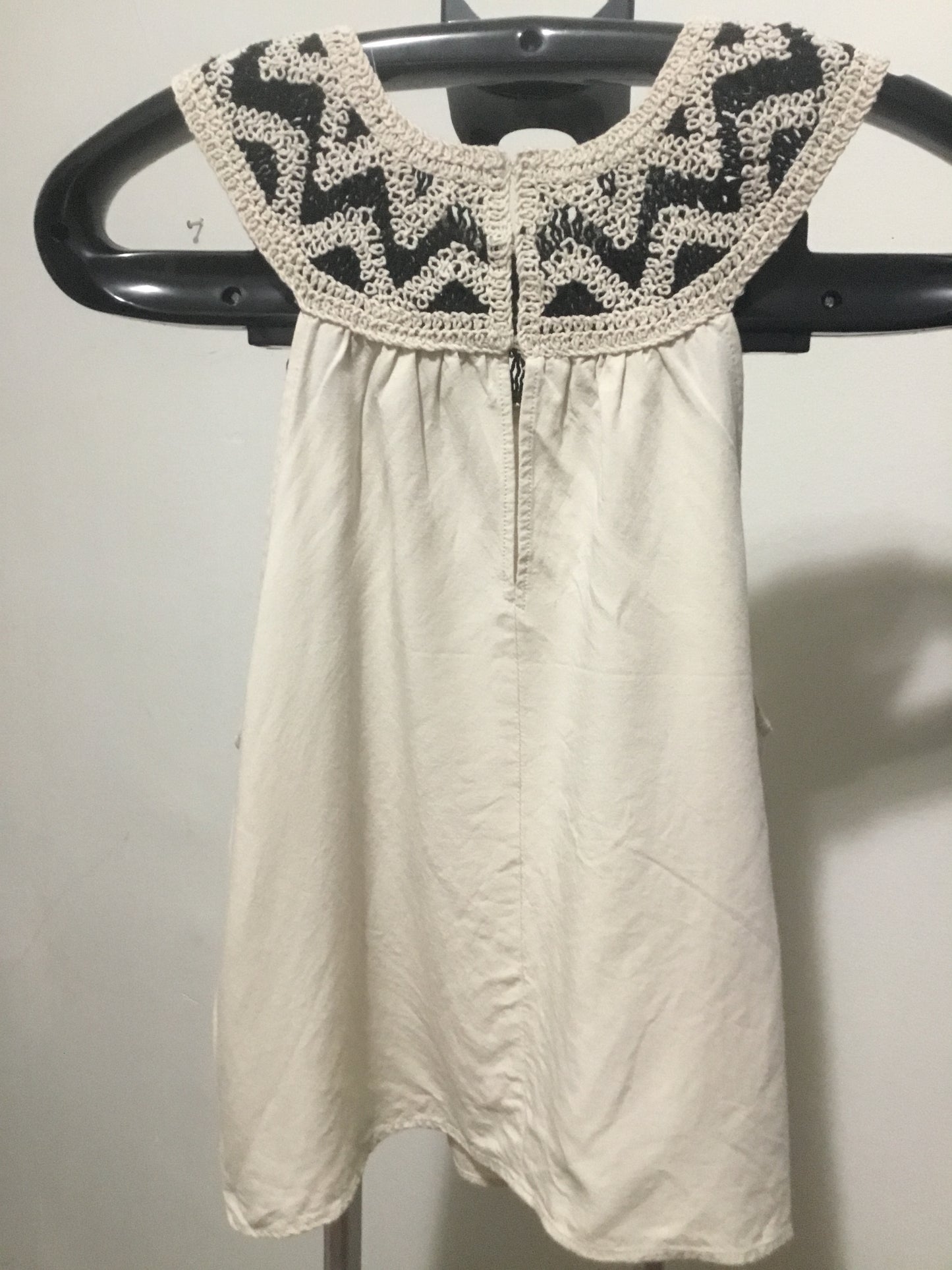 ZARA Crochet Peter Pan Collar ~ Cotton Sleeveless Blouse ~