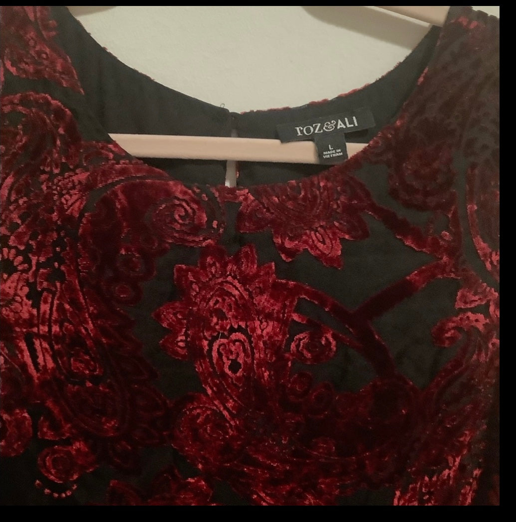 🍎 velvet over black blouse