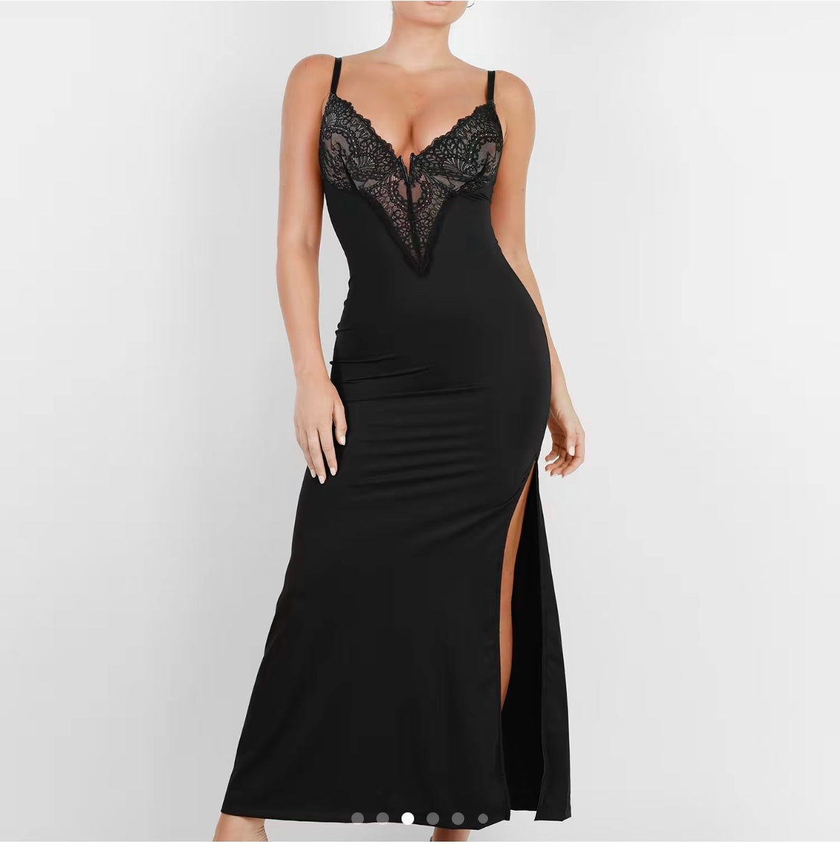 Popilush Shapewear Lace V-Neck Maxi Slip Dress
