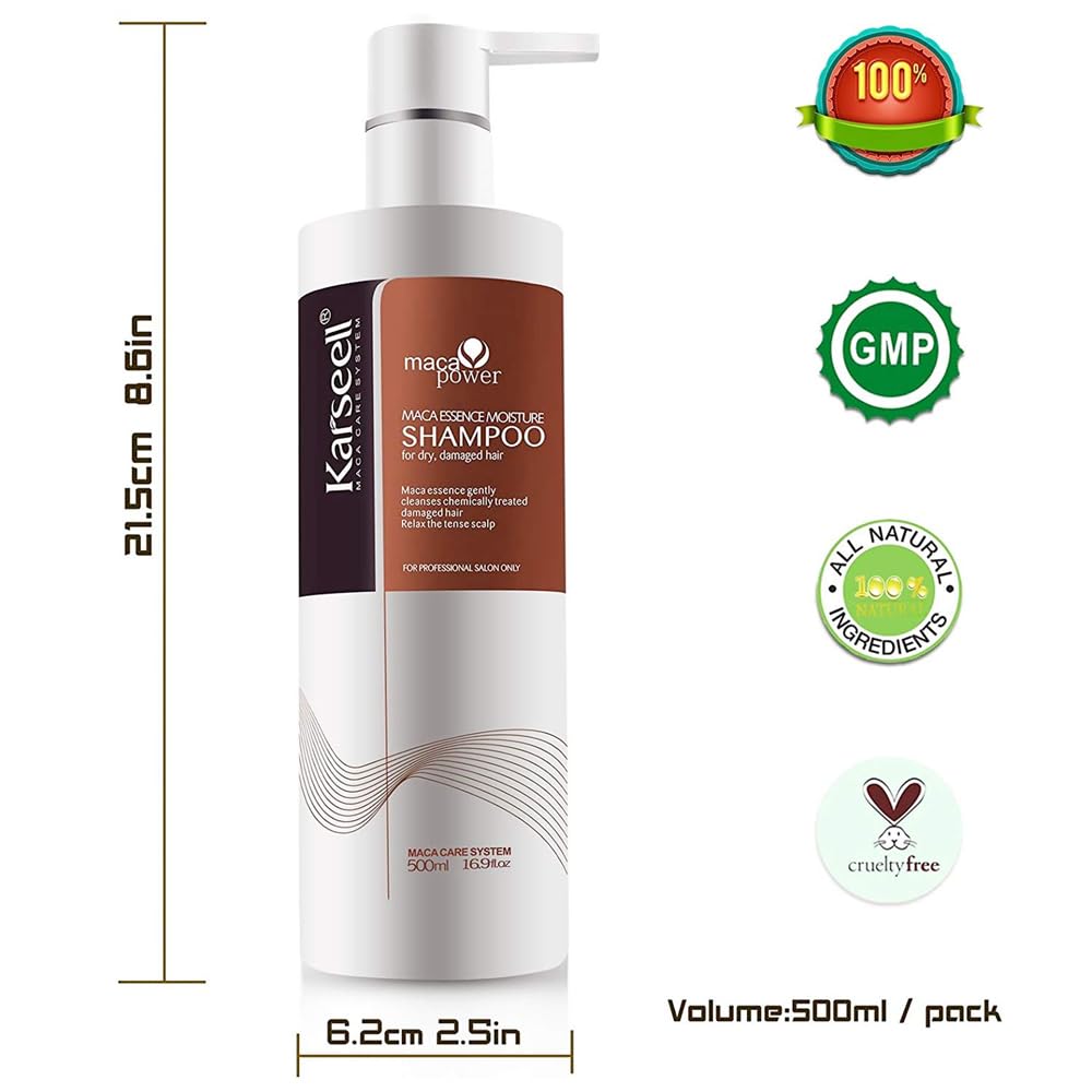 Karseell Argan Oil Shampoo Herbal Extract Moisturizing Deep Repair Smooth Shampoo for Dry and Damaged Hair 16.9Oz 500ml