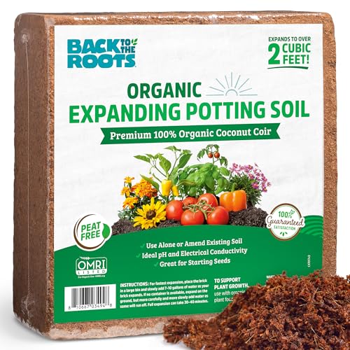 Back to the Roots Organic Coco Coir Value Pack | 10lb Compressed Block Expands to 15 Gallons