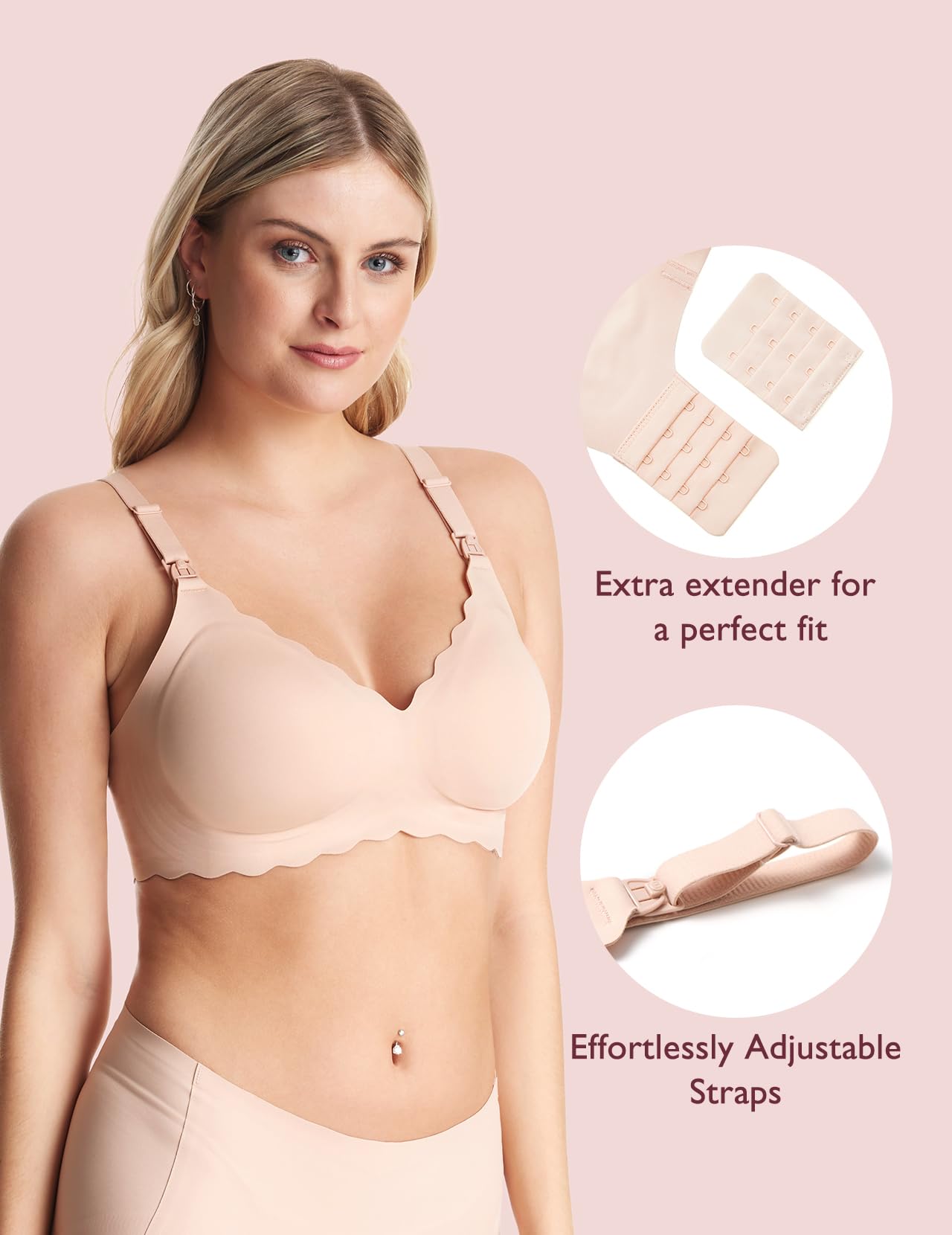 Momcozy Nursing Bras for Breastfeeding, YN46 Jelly Strip Support Comfort Maternity Bra, Seamless Soft Wirefree Pregnancy Bra