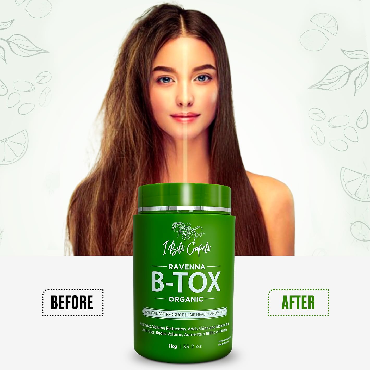 I Belli Capelli Ravenna Organic Hair B-tox Treatment - B-tox Capilar Para el Cabello, Formaldehyde-Free- Cirugia Capilar Para el Cabello- Anti-Frizz, Smoothing- 35.2 oz(1kg)