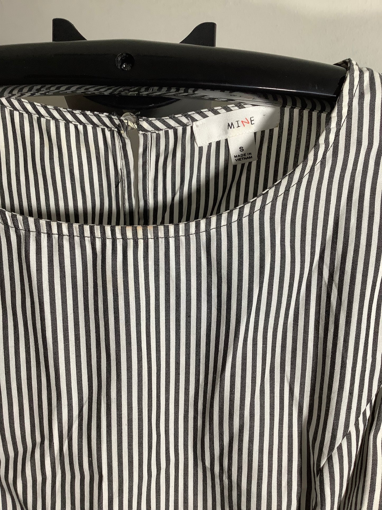 Mine Black and White Stripe Top with Ruffled Sleeve