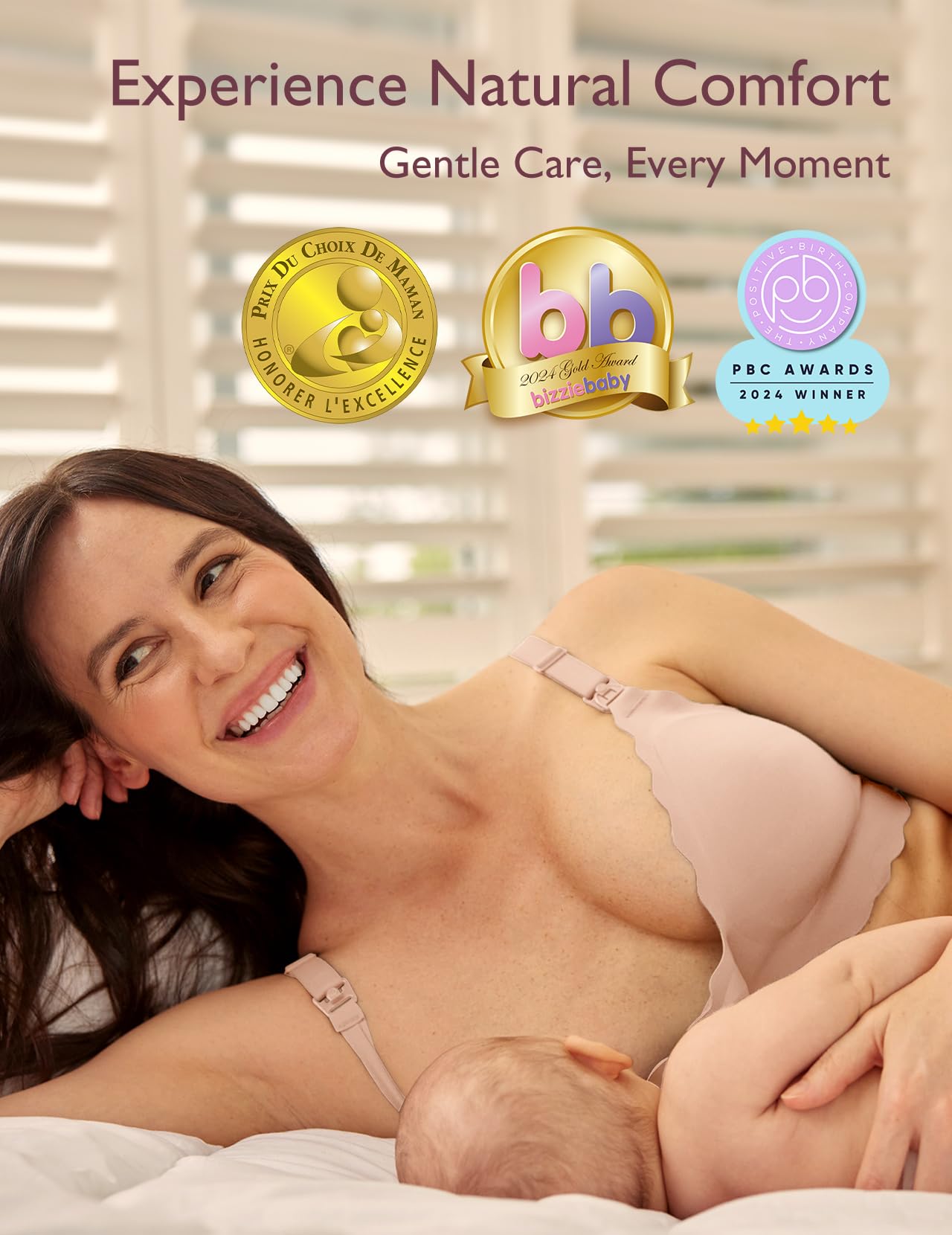 Momcozy Nursing Bras for Breastfeeding, YN46 Jelly Strip Support Comfort Maternity Bra, Seamless Soft Wirefree Pregnancy Bra