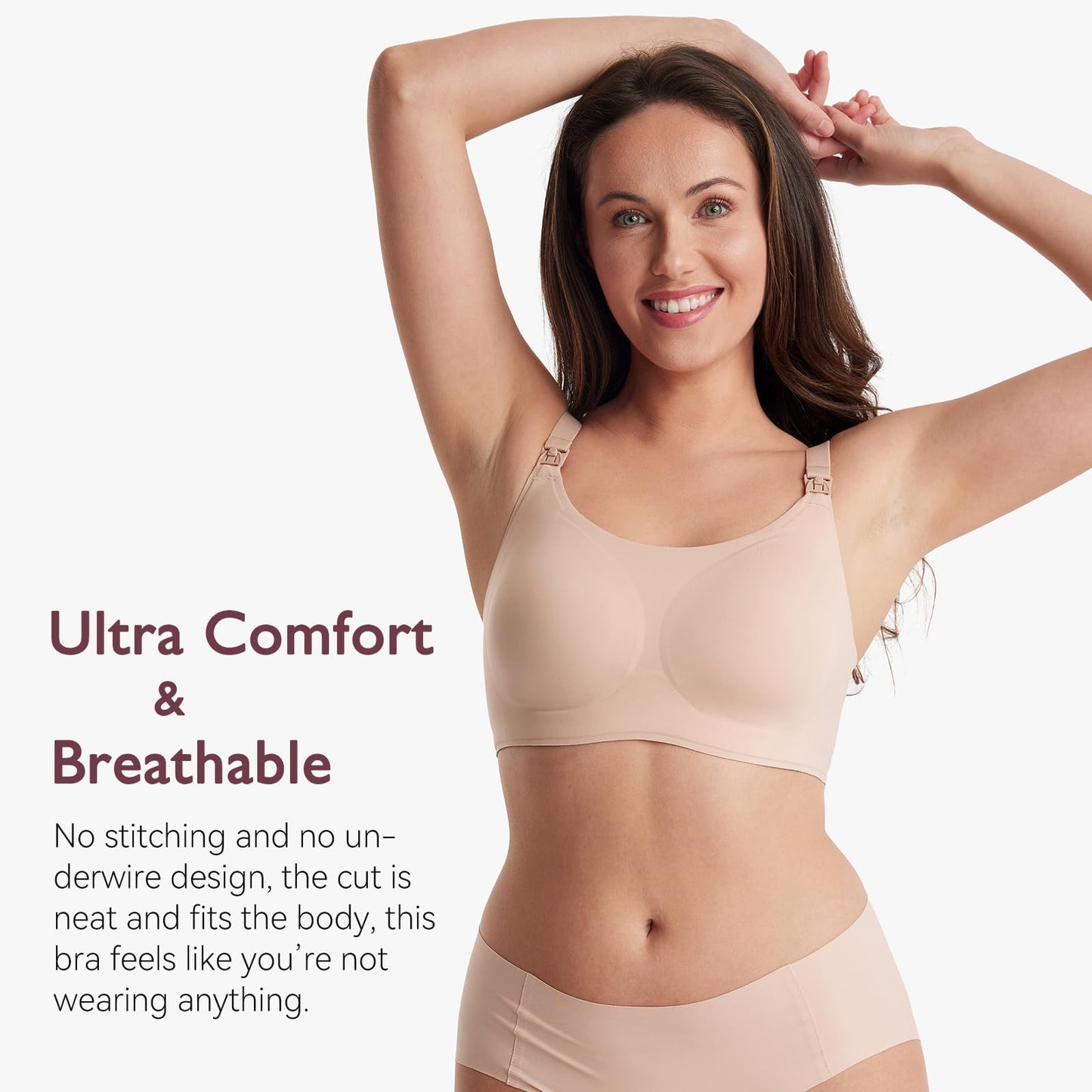Momcozy Nursing Bras for Breastfeeding, FB039 Comfort Support Seamless Maternity Bra, Pregnancy Sleep Bralette, Full-Coverage