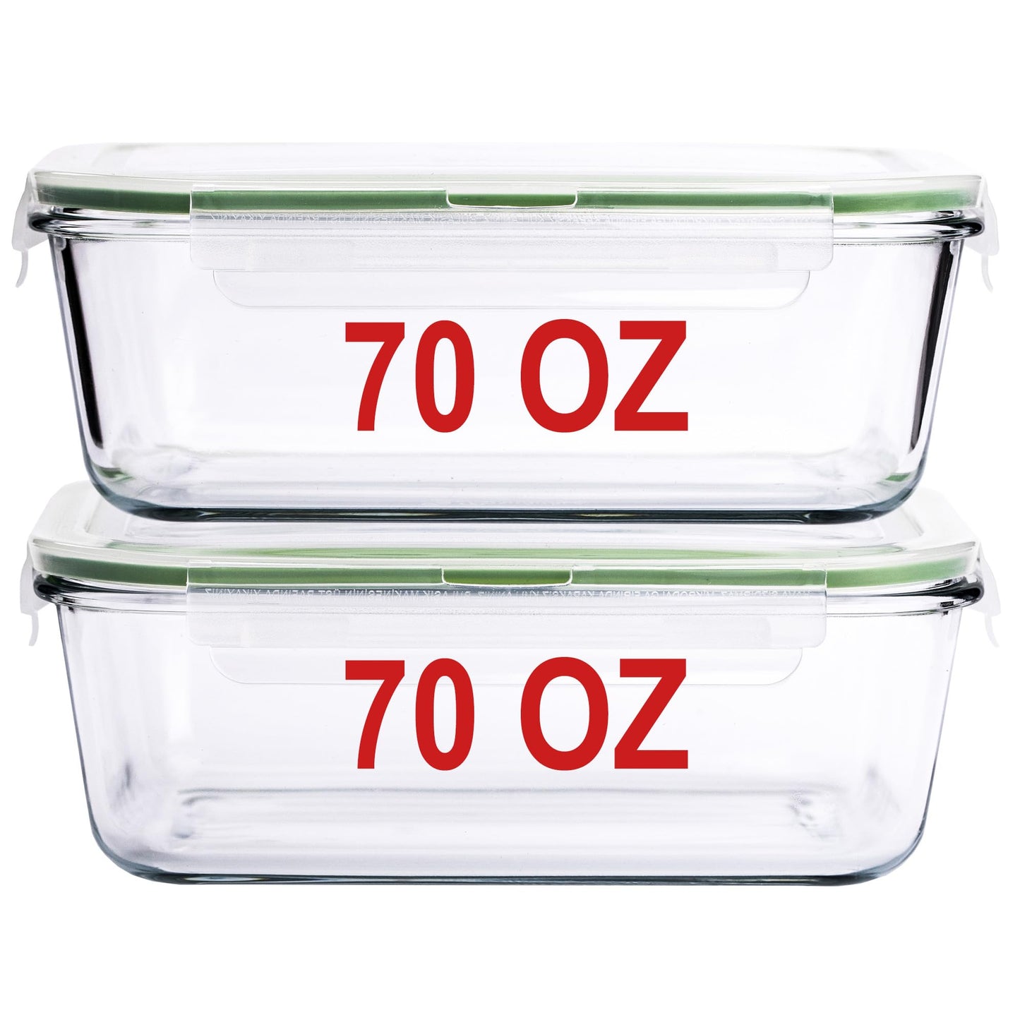 63 Oz 2 Pcs Large Glass Food Storage Containers 8 Cups Family Size Set Baking Containers with Locking Lids Storing food, BPA Free Leak Proof Microwave Oven Safe (2, 63 OZ)