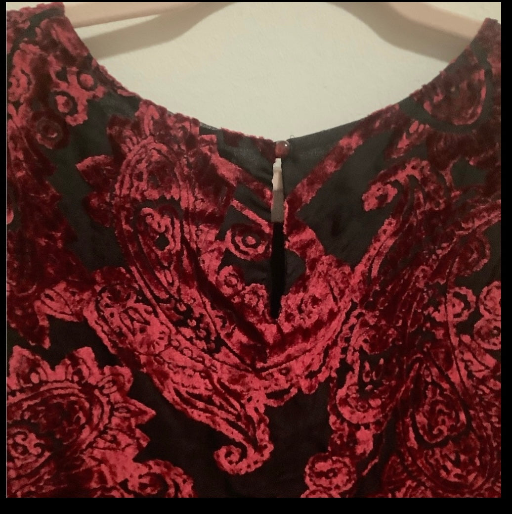 🍎 velvet over black blouse