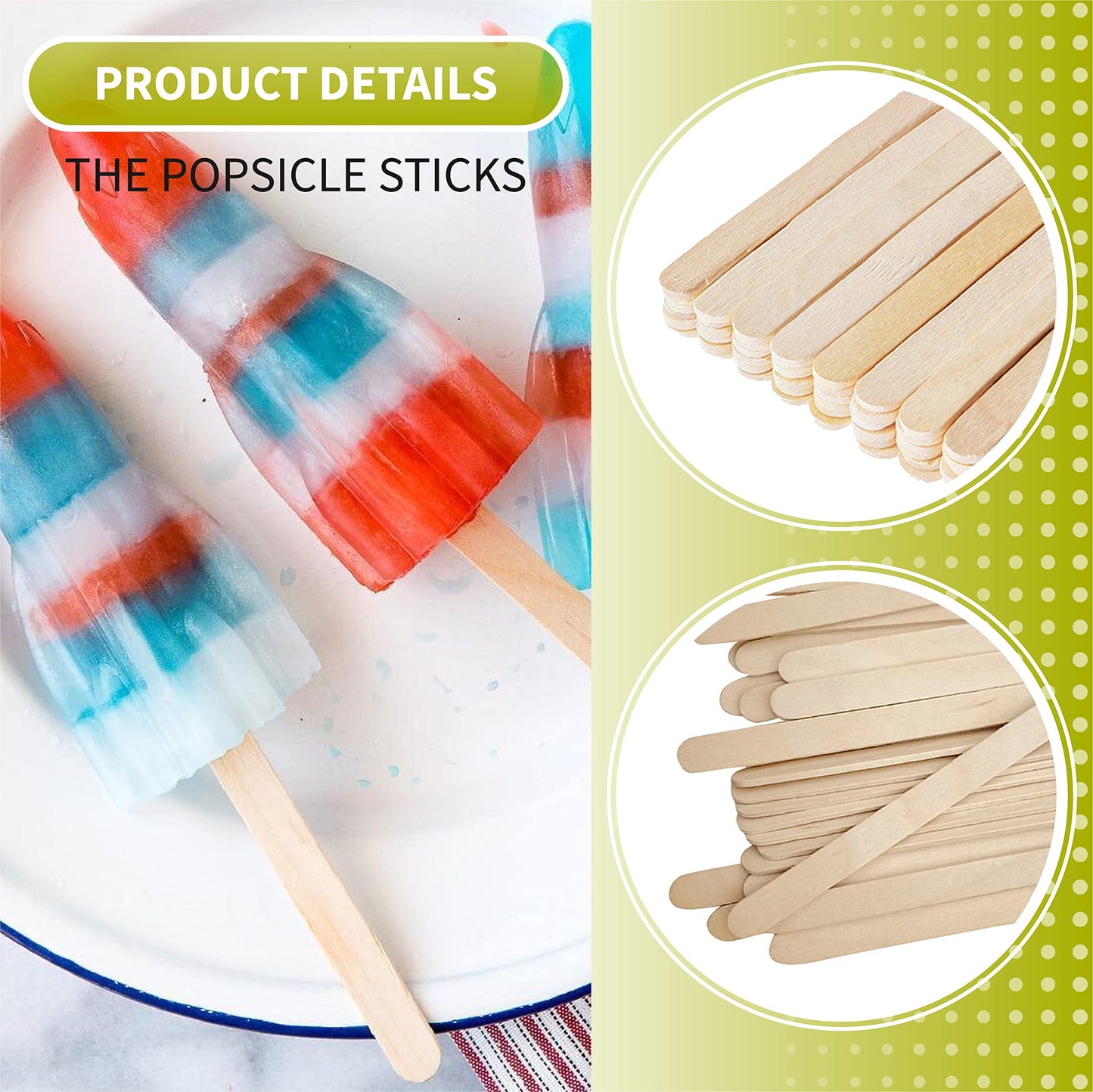 KTOJOY 8”100Pcs Jumbo Wooden Craft Sticks Wooden Popsicle Craft Sticks Stick Treat Sticks Ice Pop Sticks for DIY Crafts,Home Art Projects, Classroom Art Supplies