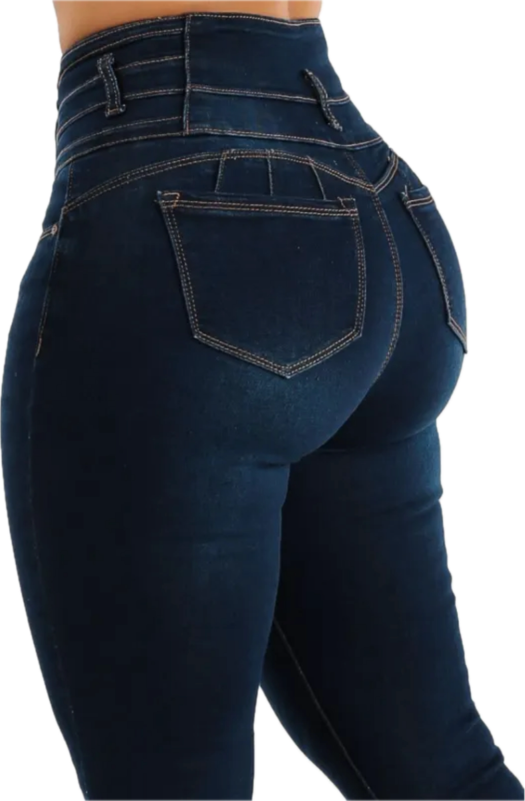 Super High Waist Butt Lifting Dark Blue Skinny Jeans