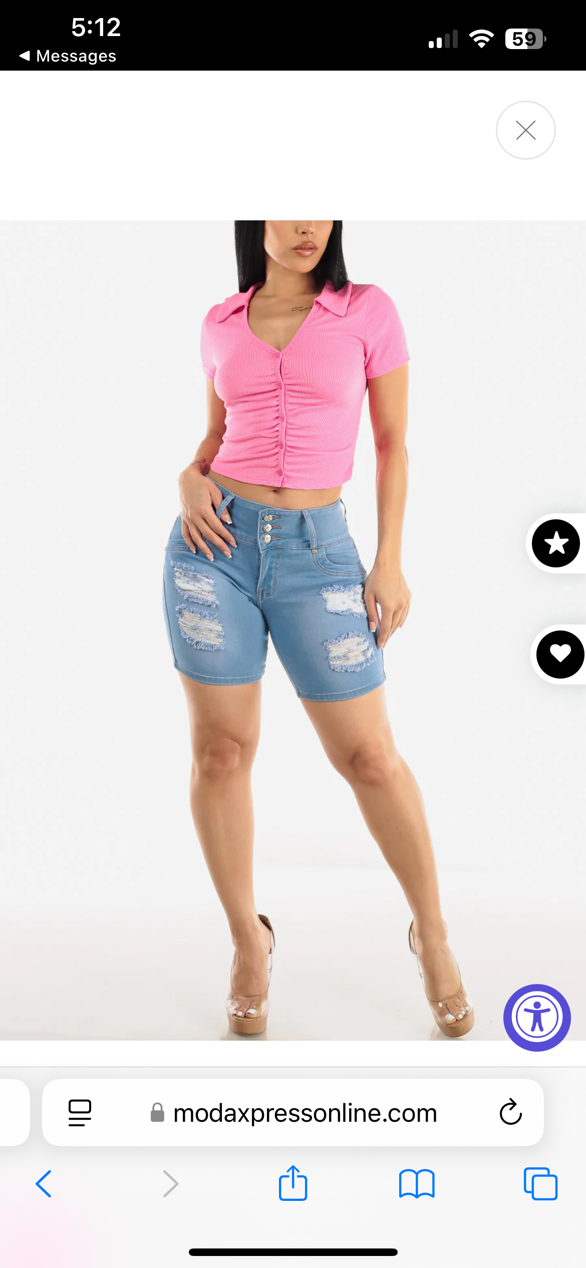 Butt Lift Distressed Mid Thigh Light Denim Shorts