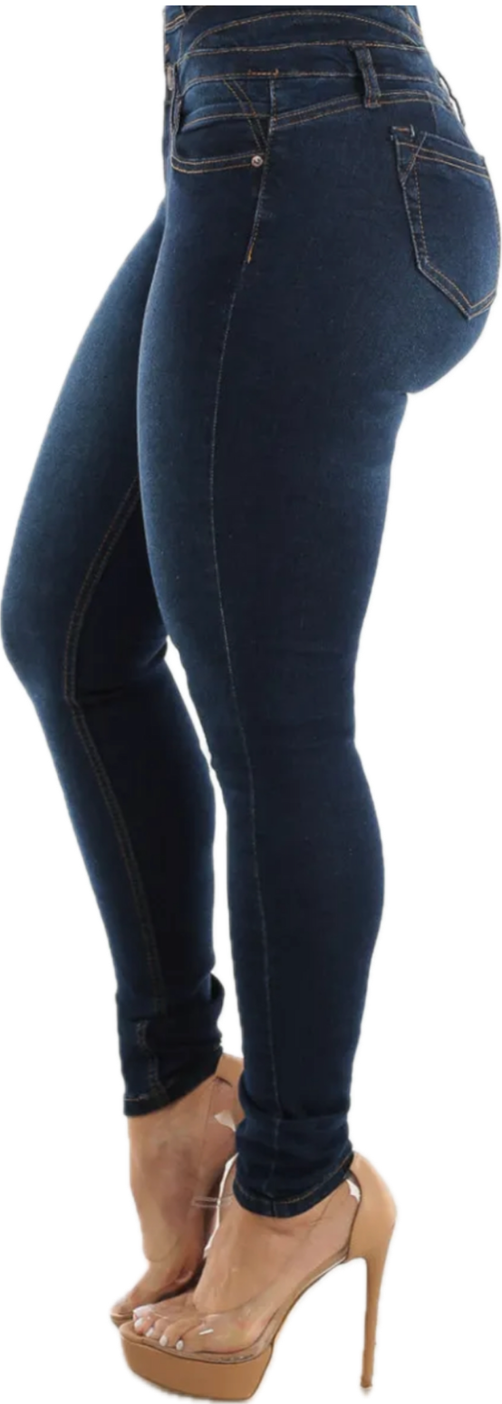 Super High Waist Butt Lifting Dark Blue Skinny Jeans