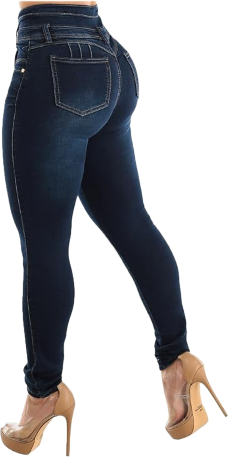 Super High Waist Butt Lifting Dark Blue Skinny Jeans