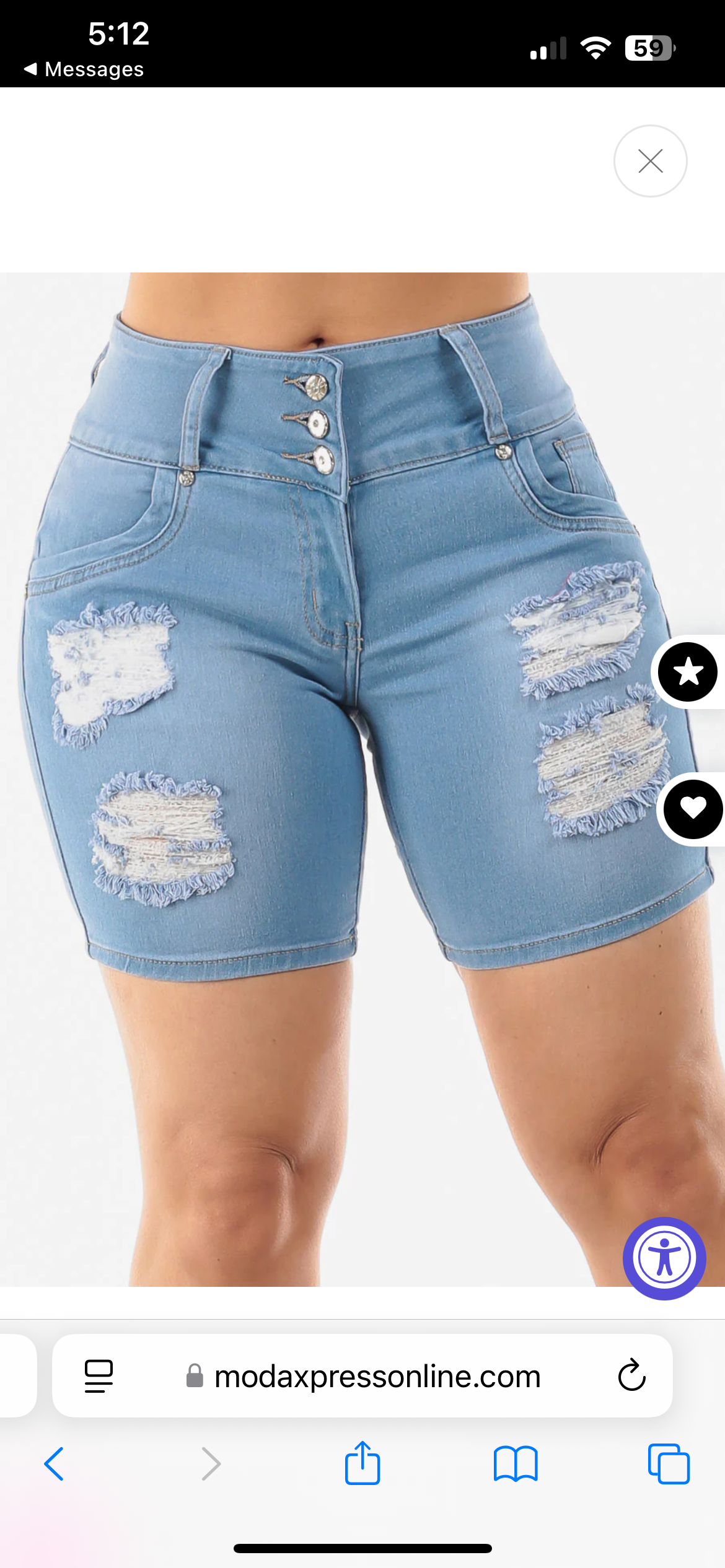 Butt Lift Distressed Mid Thigh Light Denim Shorts