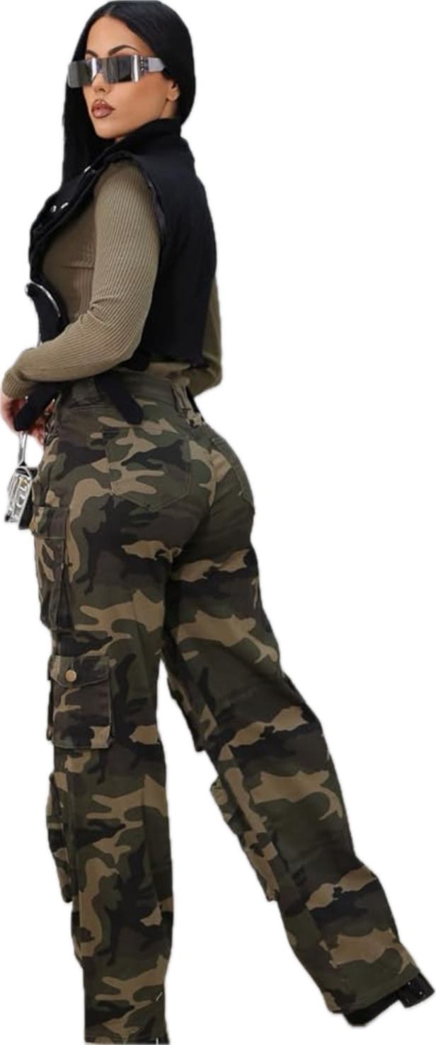High Waist Straight Wide Leg Cargo