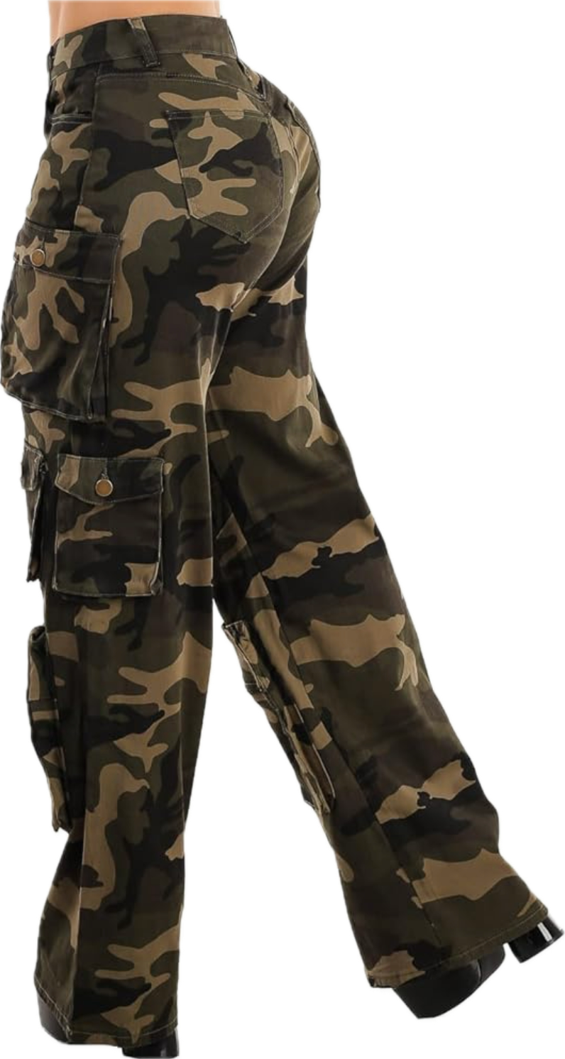 High Waist Straight Wide Leg Cargo