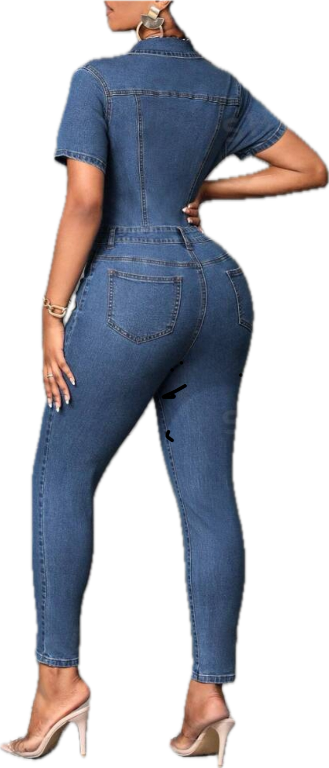 Essnce Flap Pocket
Button Front Denim Jumpsuit