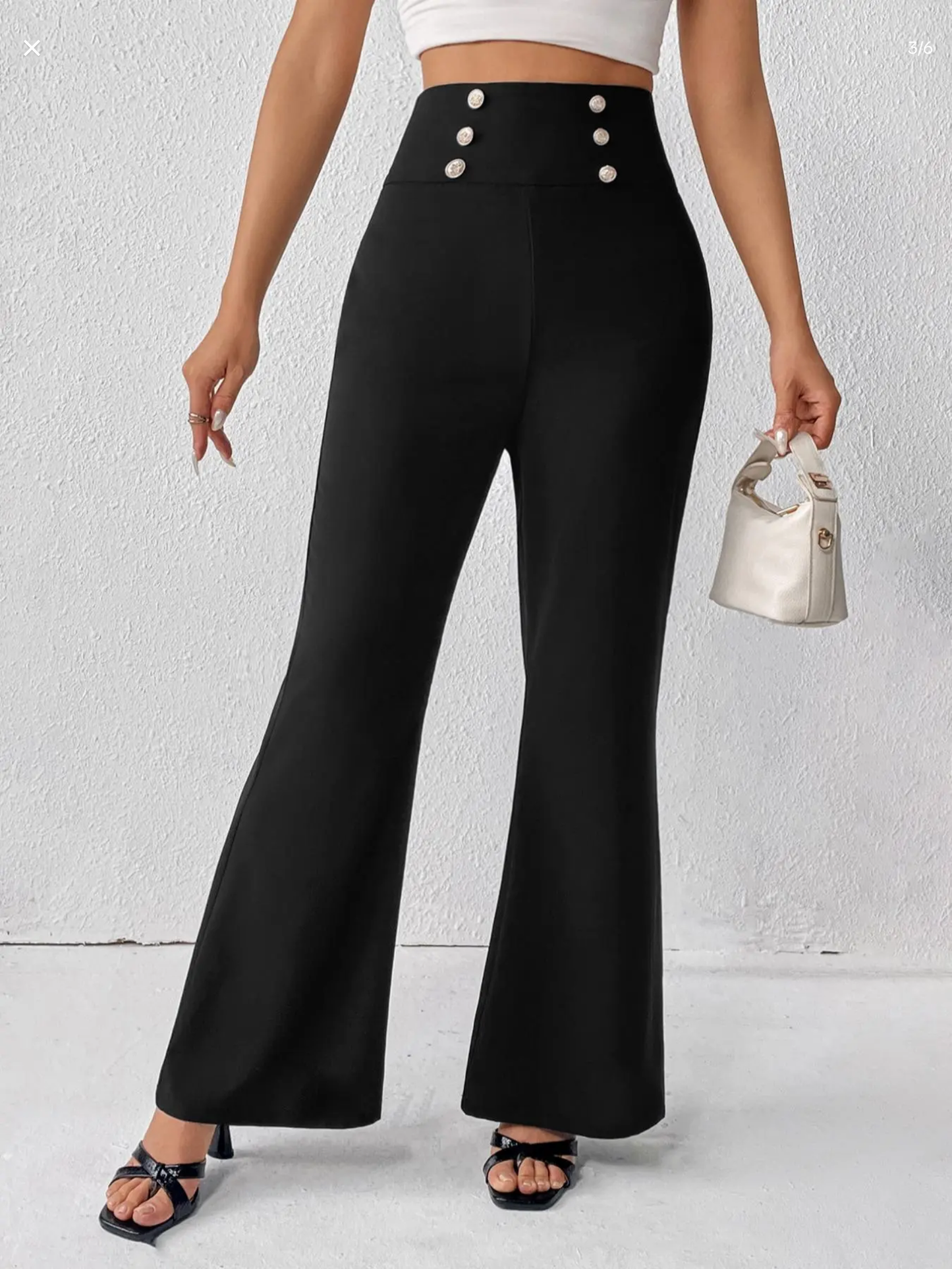 Women's Plain Double Flare Leg Pants