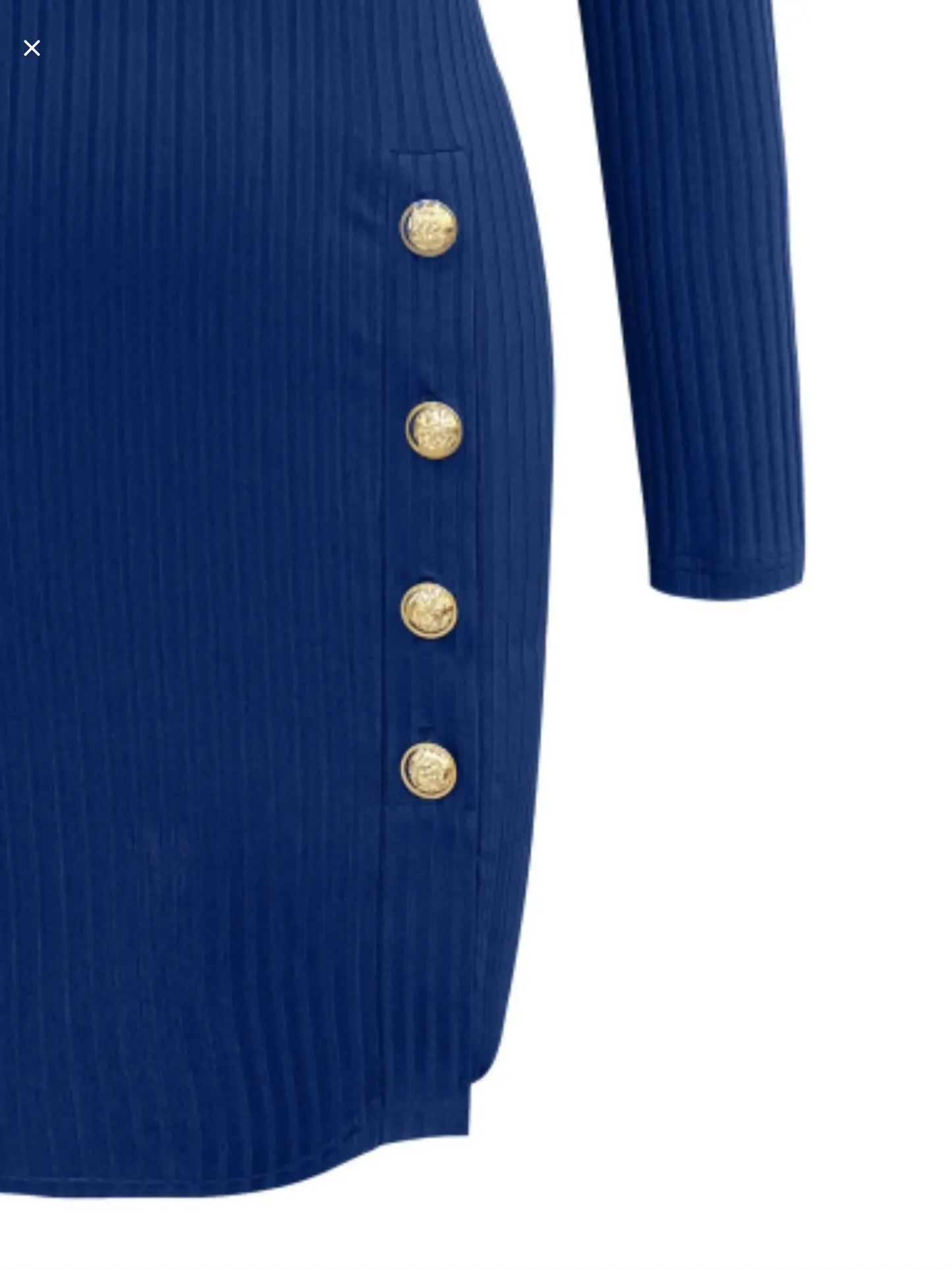 Women's plain Buttons Split Hem Bodycon Dress
