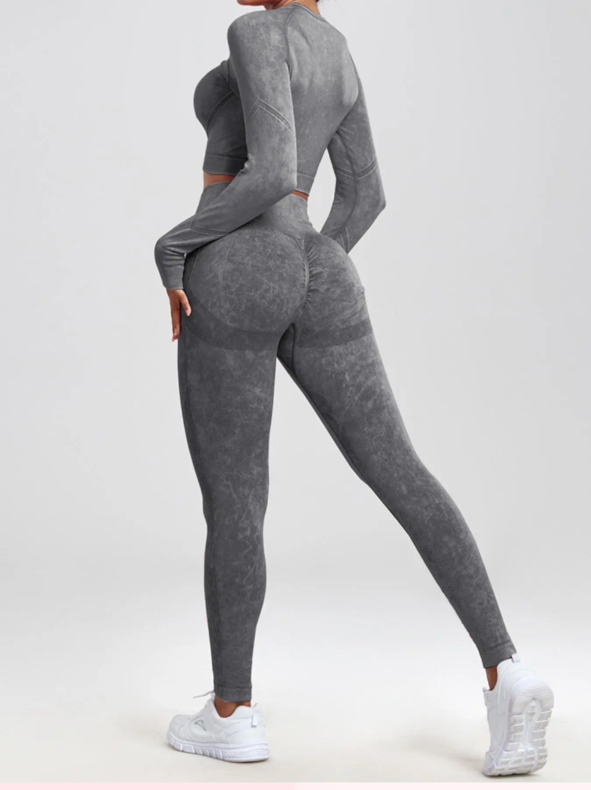 W0men,s 2pcs long sleeve crop top &slim-fitting