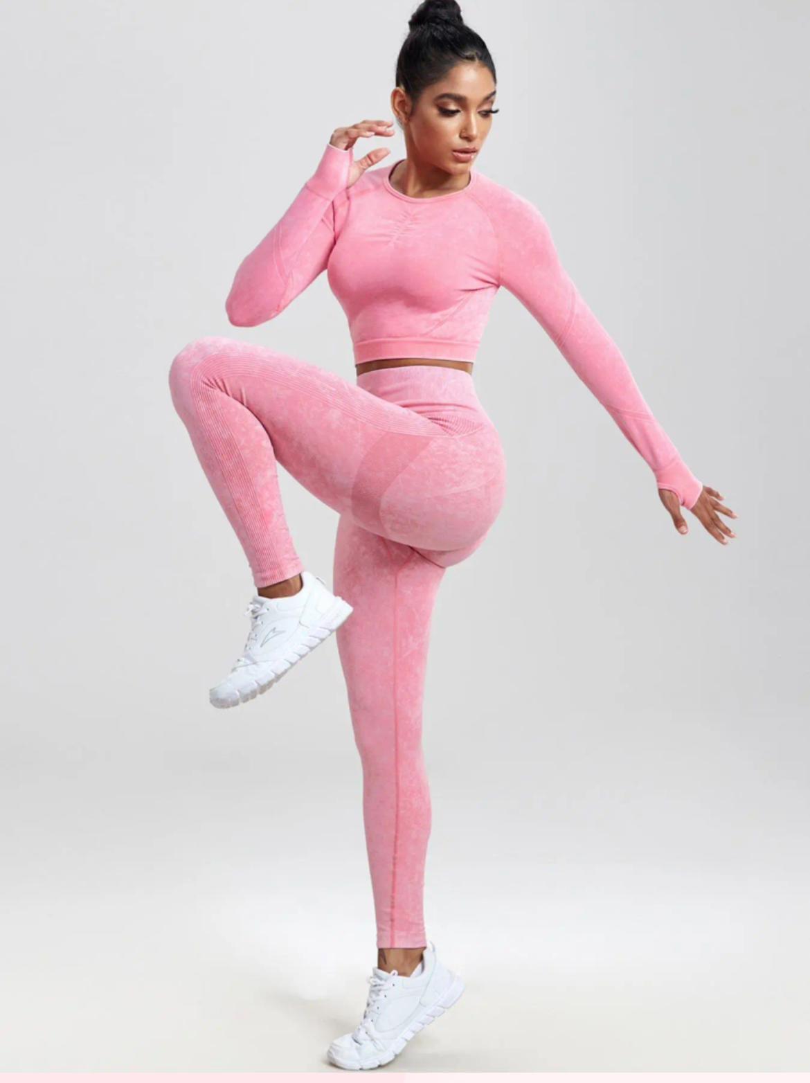 W0men,s 2pcs long sleeve crop top &slim-fitting