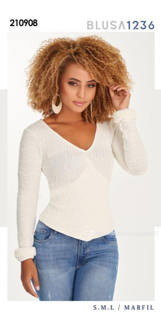 Blusa Acanalada Marfil