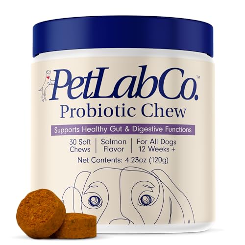 PetLab Co. Probiotics for Dogs, Support Gut Health, Diarrhea, Digestive Health & Seasonal Allergies - Salmon Flavor - 30 Soft Chews