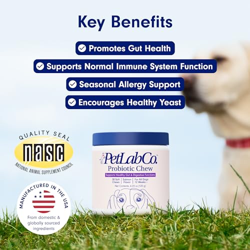 PetLab Co. Probiotics for Dogs, Support Gut Health, Diarrhea, Digestive Health & Seasonal Allergies - Salmon Flavor - 30 Soft Chews