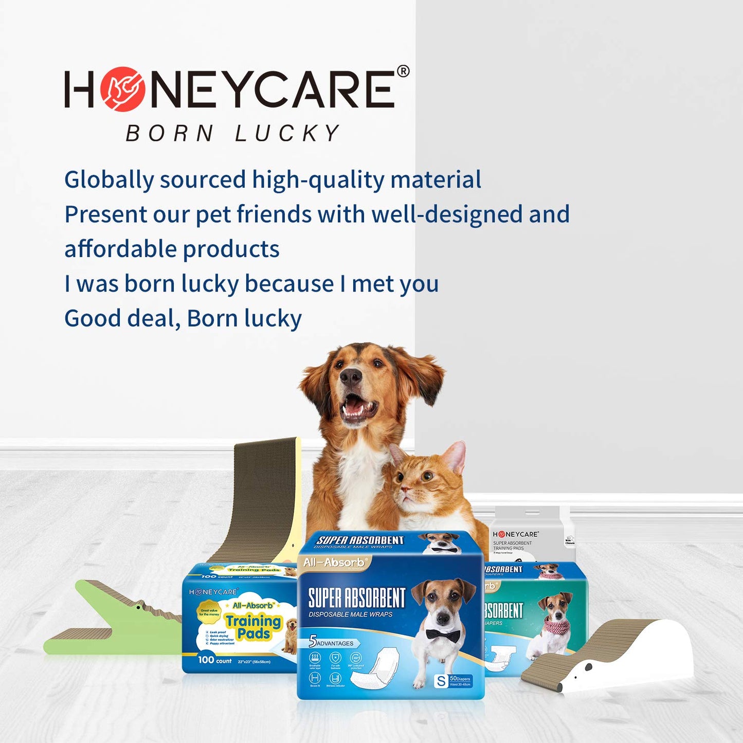 HONEY CARE All-Absorb, XXL 30"x36", 30 Count, Dog and Puppy Training Pads, Ultra Absorbent and Odor Eliminating, Leak-Proof 5-Layer Potty Training Pads with Quick-Dry Surface, Blue, A39