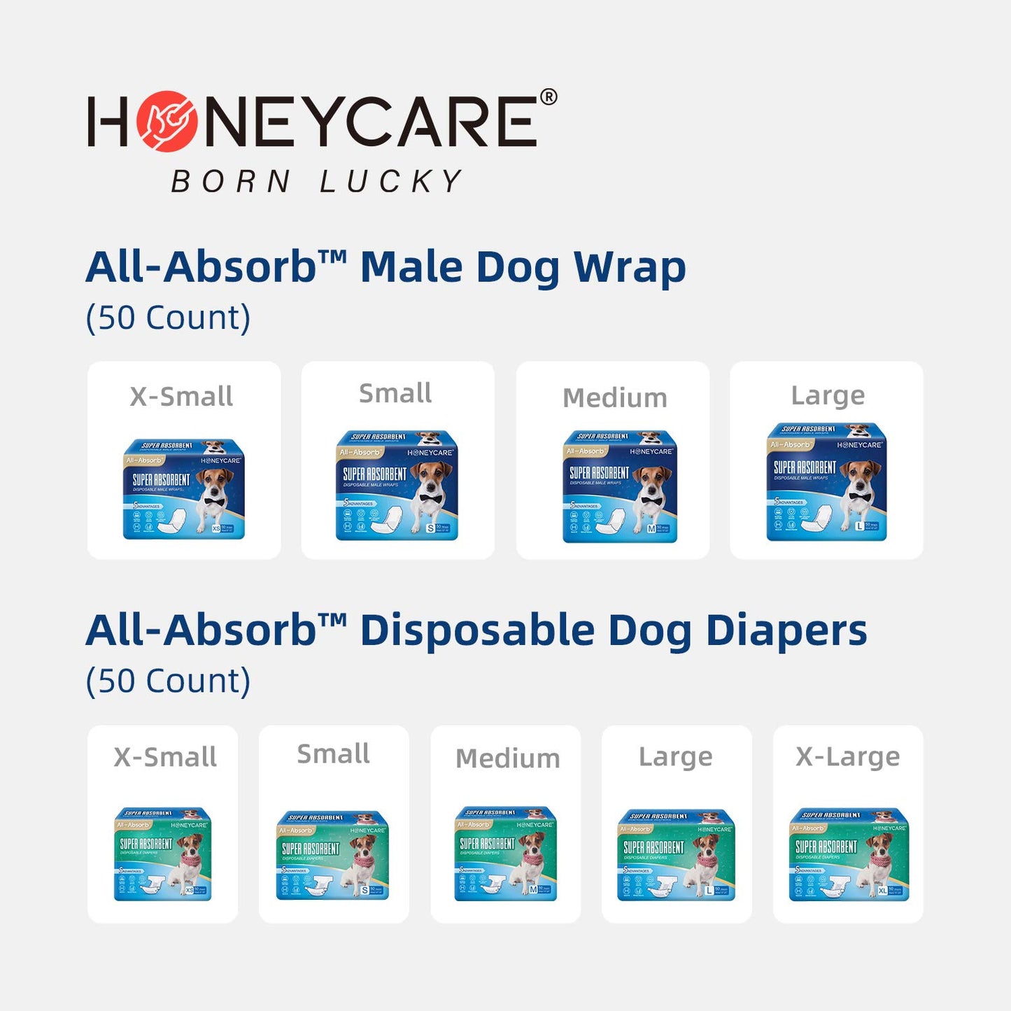 HONEY CARE All-Absorb, XXL 30"x36", 30 Count, Dog and Puppy Training Pads, Ultra Absorbent and Odor Eliminating, Leak-Proof 5-Layer Potty Training Pads with Quick-Dry Surface, Blue, A39