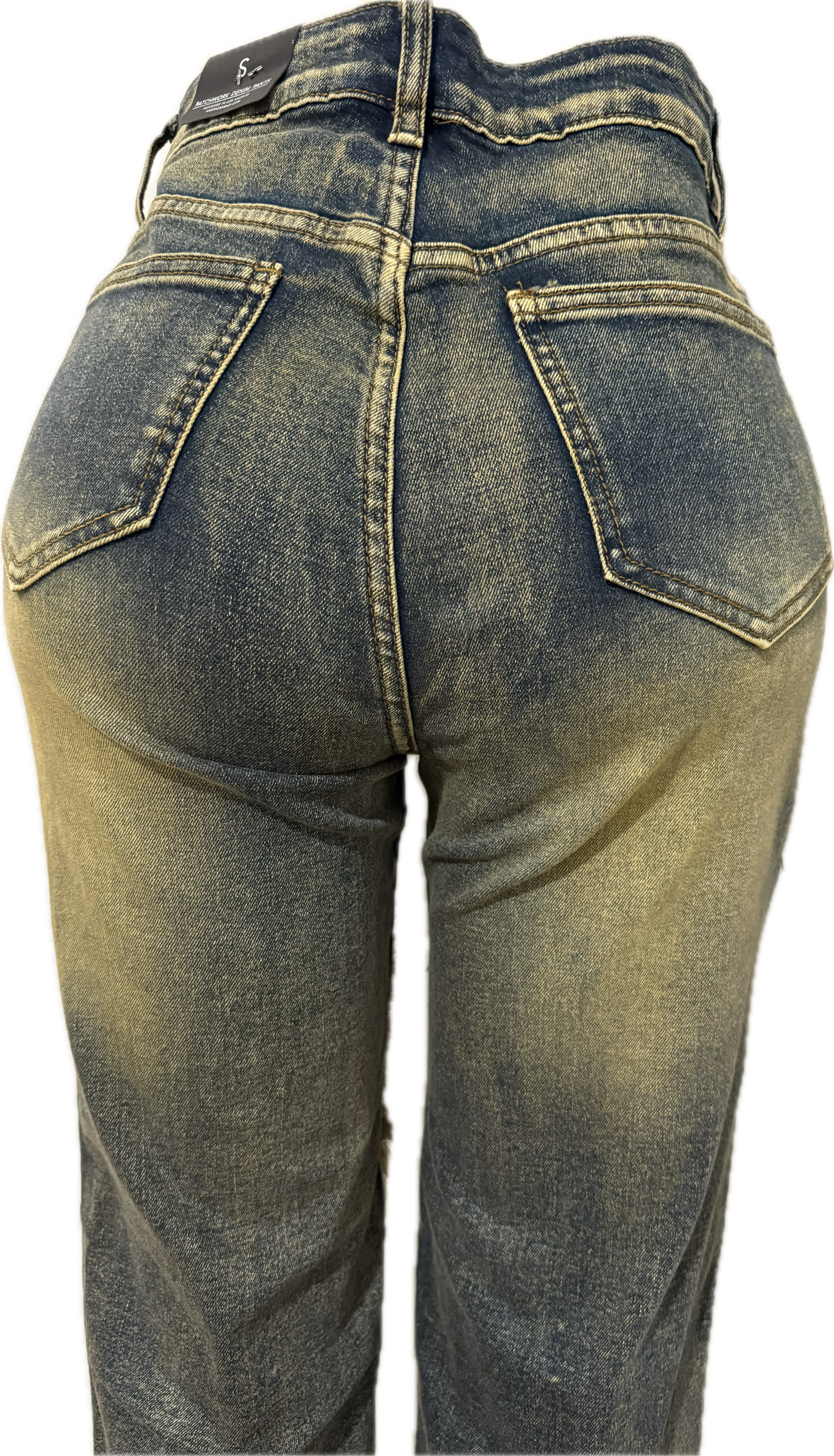 High Waisted Straight Leg Patch..