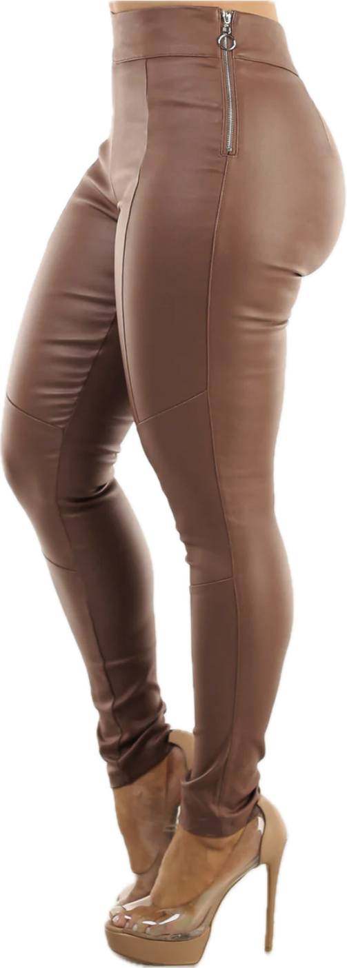 High Waisted Brown Pleather
