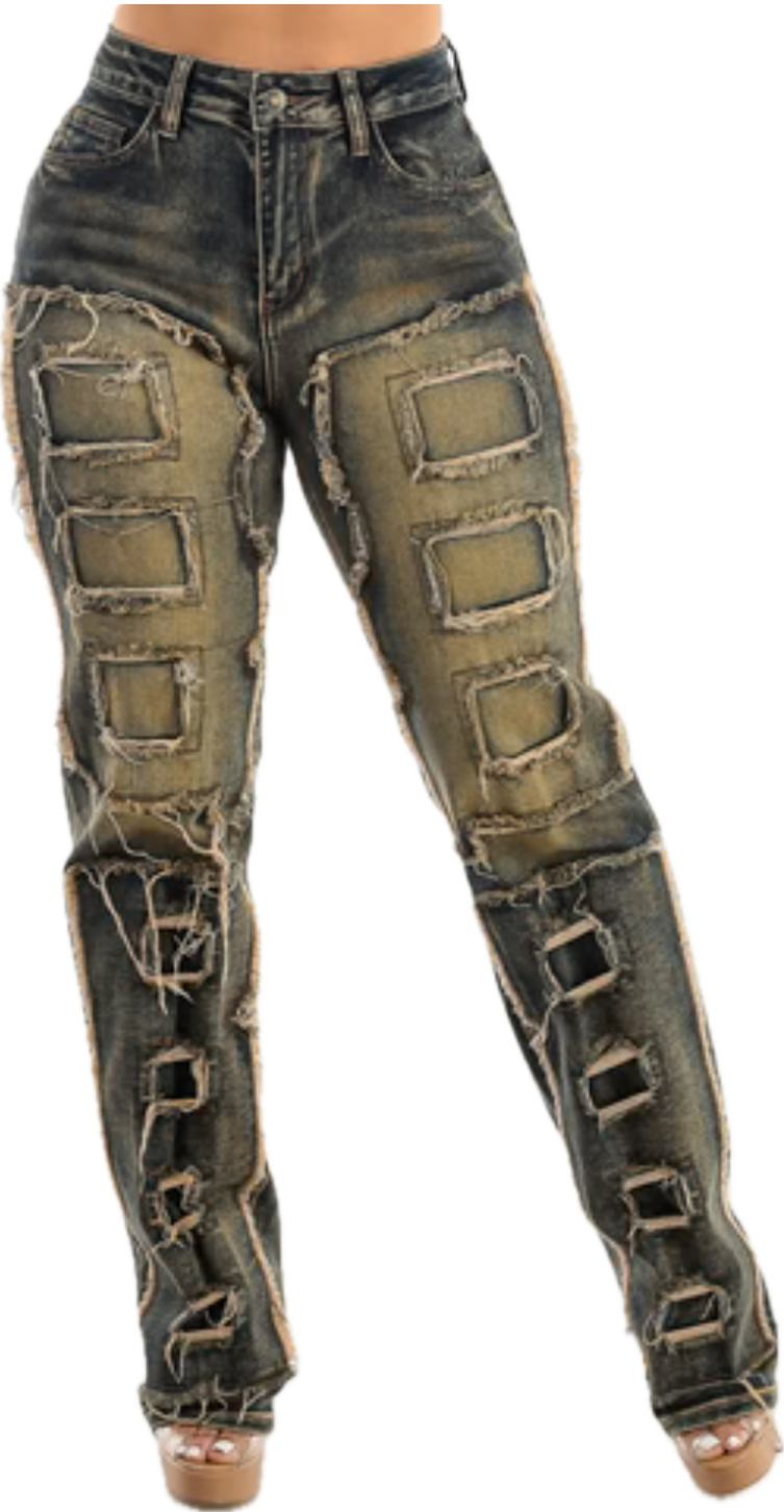 High Waisted Straight Leg Patch..